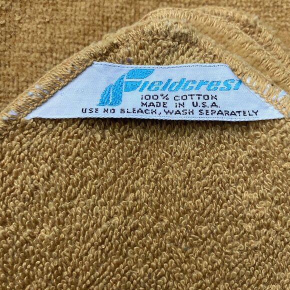 Vintage  Fieldcrest Velour  Bath Towel + 2  Washcloths Gold Made in U.S.A. - Picture 3 of 3